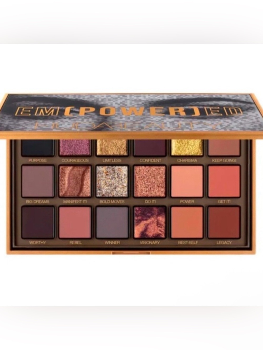 STRIKING! Huda Beauty EM[POWER]ED 18 Shade Eyeshadow Palette Shimmer Matte NWOB